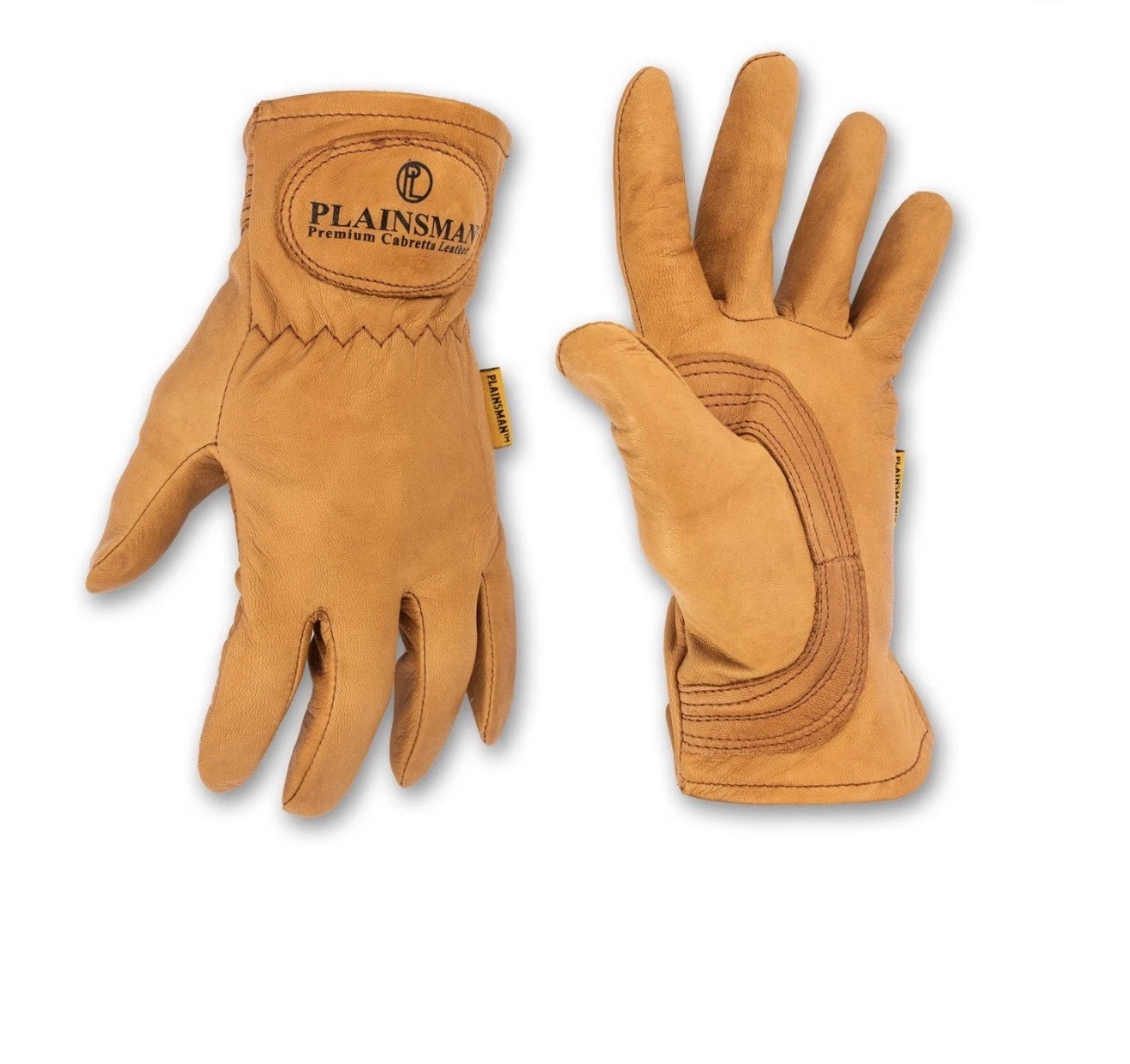 Plainsman Premium Cabretta Brown Leather Gloves Work, 2 Pairs, XL - Image 2