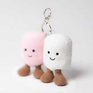 ellycat Amuseables Pair of Marshmallows Bag Charm, 3.5 inches - Food Plush Keychain - Great Gift Idea